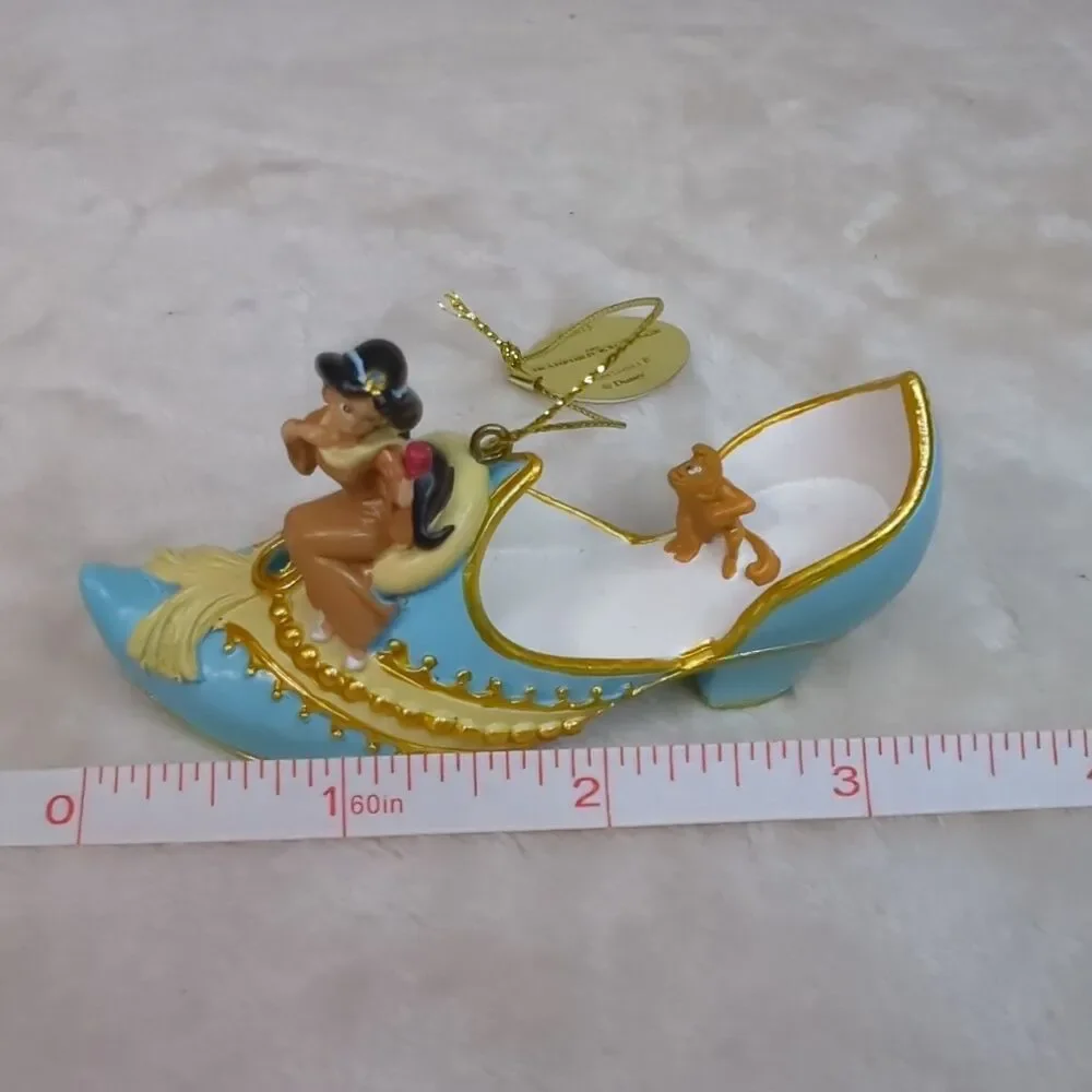 Bradford Exchange Disney Once Upon A Slipper Ornament Jasmine/Abu Blue Shoe